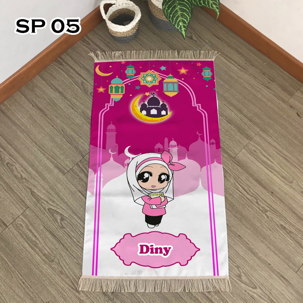 [FLASH SALE] Sajadah Anak rumbai Ophilie Printing Bisa Custom Nama Perempuan Laki laki Karakter-4