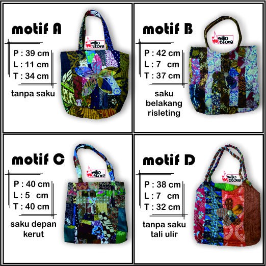 TAS BATIK WANITA KAIN PERCA OLEH OLEH JOGJA UNIK CANTIK