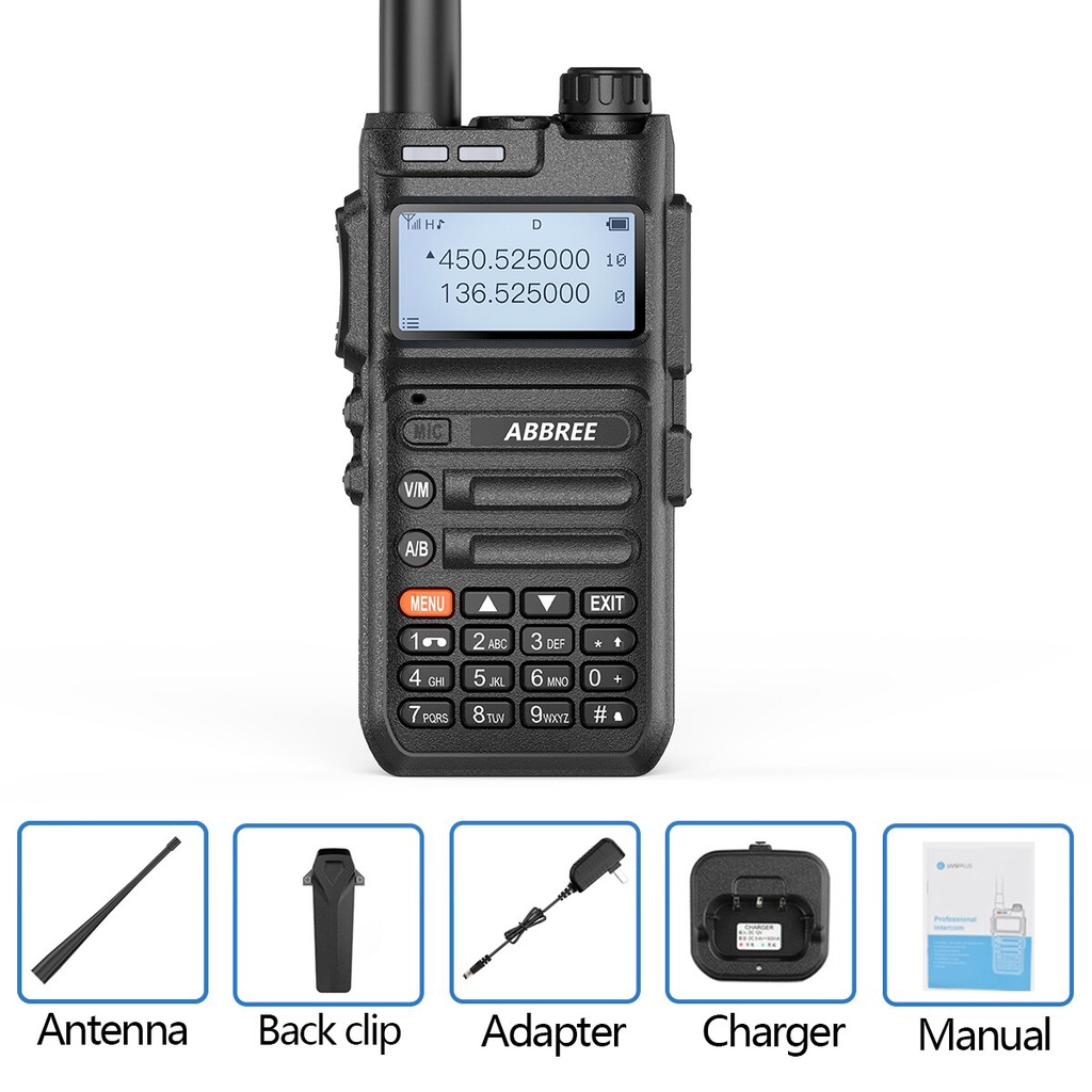 AKN88 - HT ABBREE AR-F5 Walkie Talkie Full Band 128CH Wireless Copy Frequency