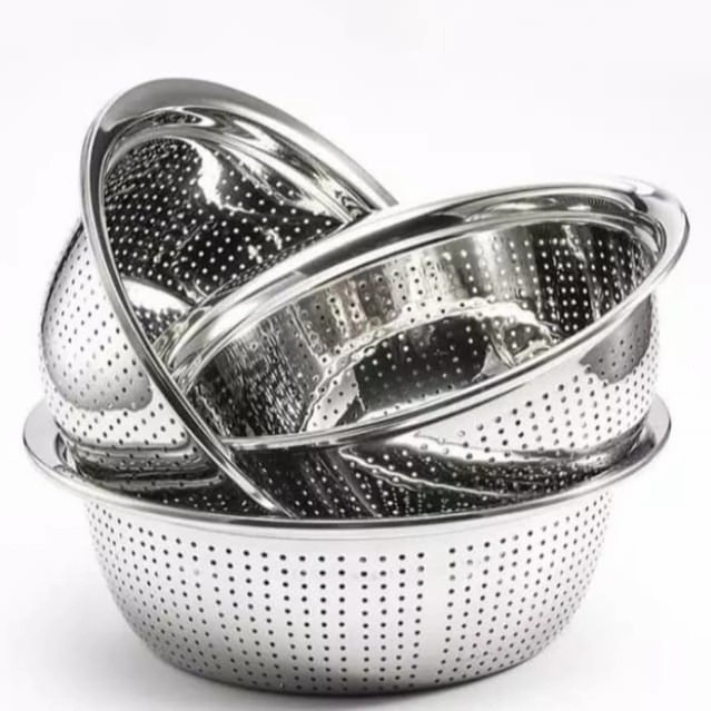 Baskom Saringan Stainless Steel Baskom Tirisan Buah Sayur Beras