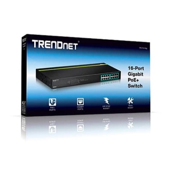 TRENDNET TPE-160G (PoE+) 16-port Gigabit PoE+ Switch Power 246 watt