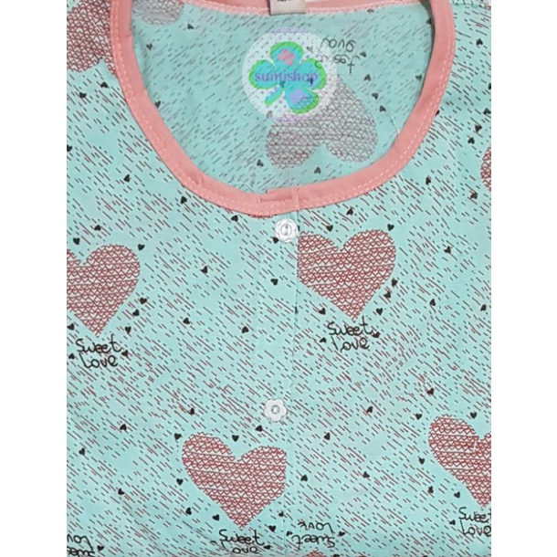 Piyama CP Kaos Dewasa (Kancing 5)-Love Gerimis TOSCA