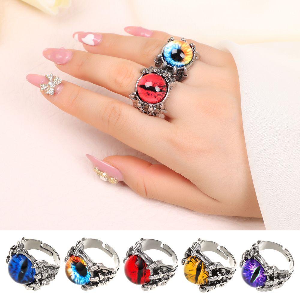 Lily Evil Eye Rings Pria Wanita Aksesoris Club Malam Biker Rock Gothic Motor Pesta