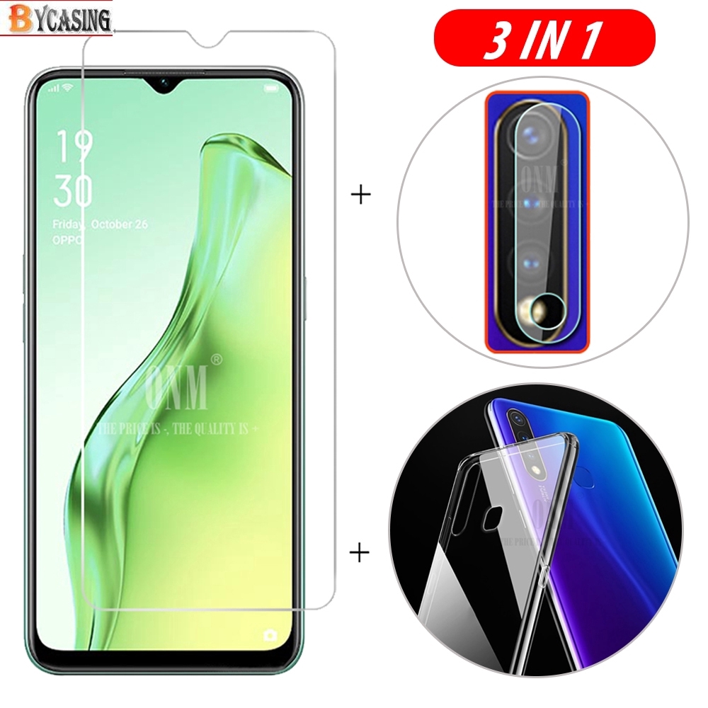 Casing Case 3in1 + Tempered Glass Pelindung Lensa Kamera Untuk oppo a31 2020 A8 A5 2020 oppo a91