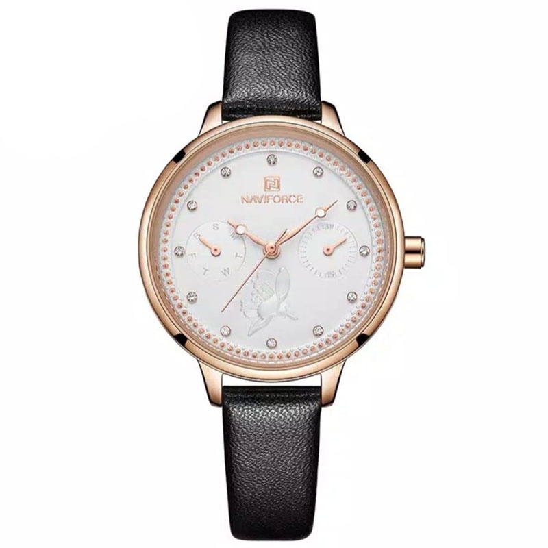 JAM TANGAN NAVIFORCE 5003 L2 KL LA WOMEN - KULIT - HITAM NAVIFORCE ORIGINAL 5003 JAM NAVIFORCE 5003 