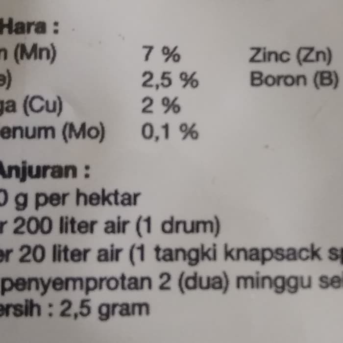 Pupuk Unsur Mikro Lengkap