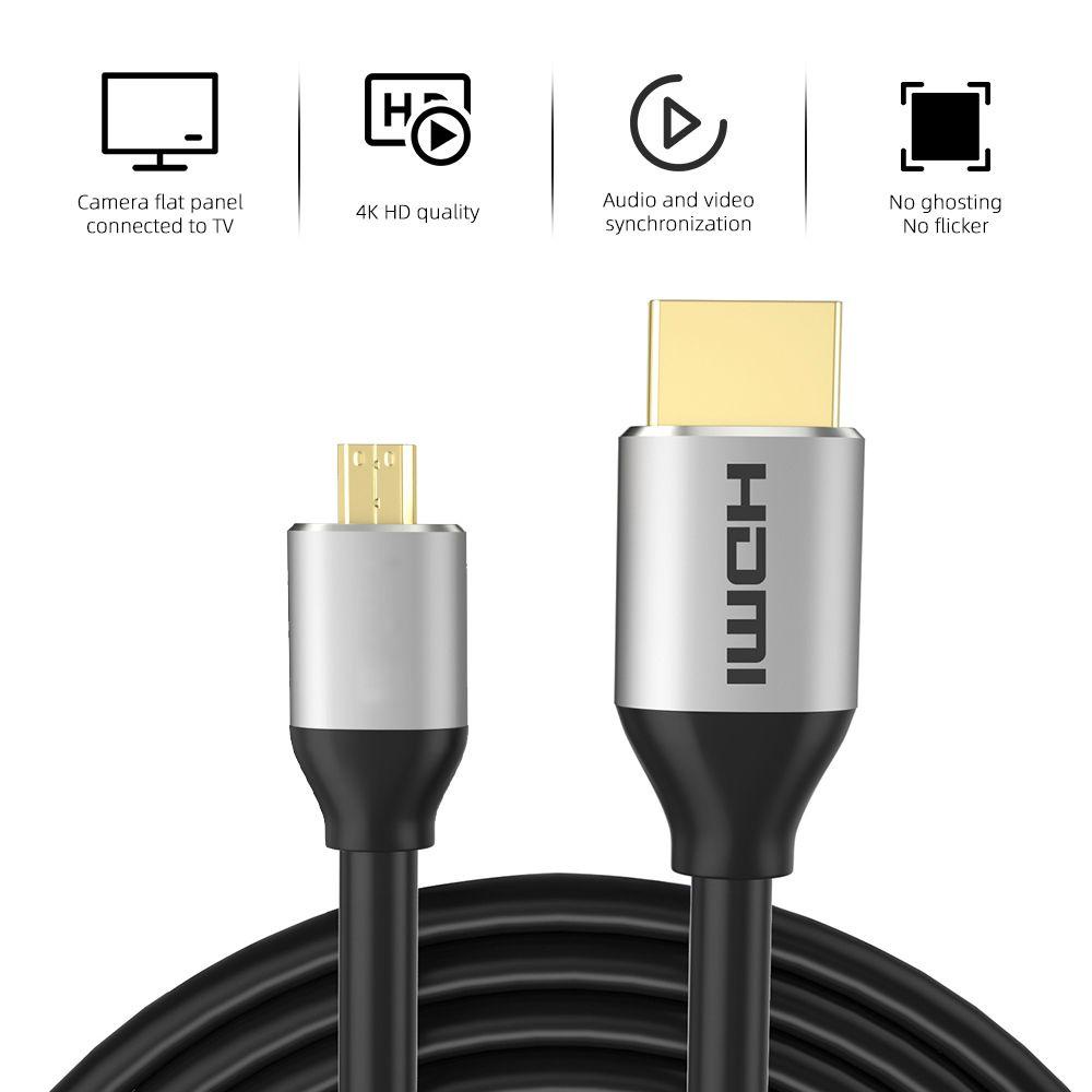 Preva Micro HDMI To HDMI Cable Kamera Proyektor Jalur Konversi Lapis Emas 2.0 4K