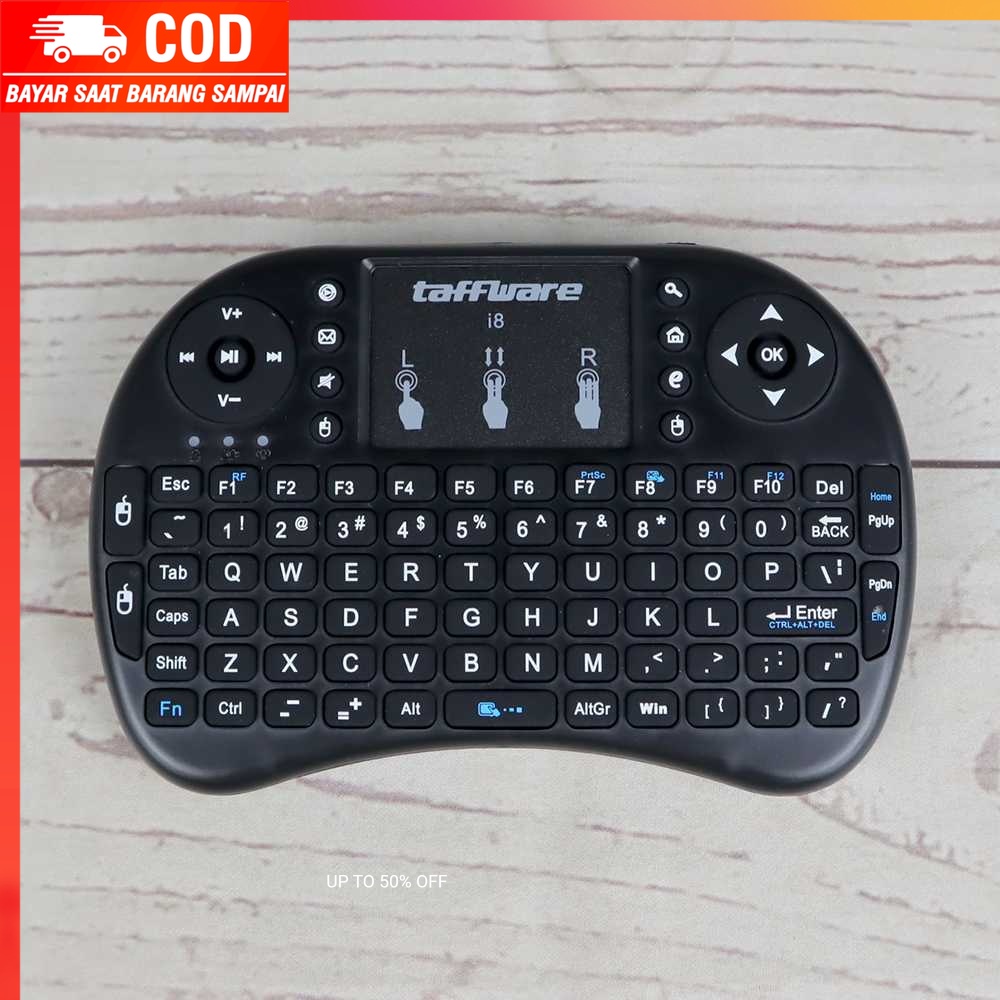 (100% BARANG ORI) Taffware Mini Keyboard Wireless 2.4GHz dengan Touch Pad &amp; Mouse - i8