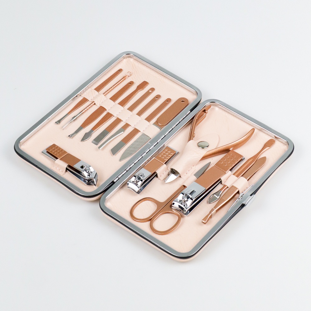 GS8 Set Perlengkapan Gunting Kuku Manicure Pedicure Nail Art Set Gunting Kuku Manicure Pedicure Biutte.co  ZJQ-18 18 PCS  10 pcs Black Rose Gold