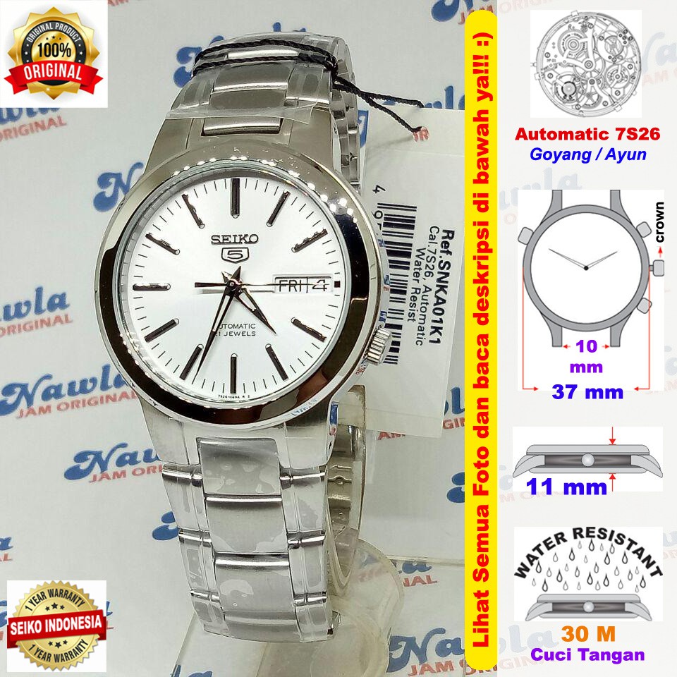 Seiko 5 Automatic SNKA01K1 White Dial - Jam Tangan Pria SNKA01