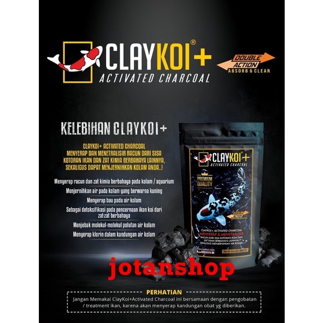 Claykoi Clay koi Hitam 800gr Plus Activated Charcoal Penjernih kolam ikan