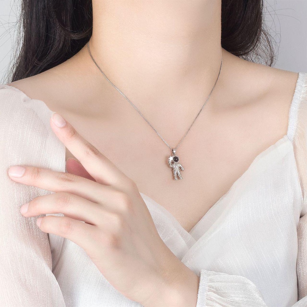 Lily Kalung Liontin Fashion Hadiah Pernikahan925 Sterling Silver Astronot Zirkon Kristal Kalung