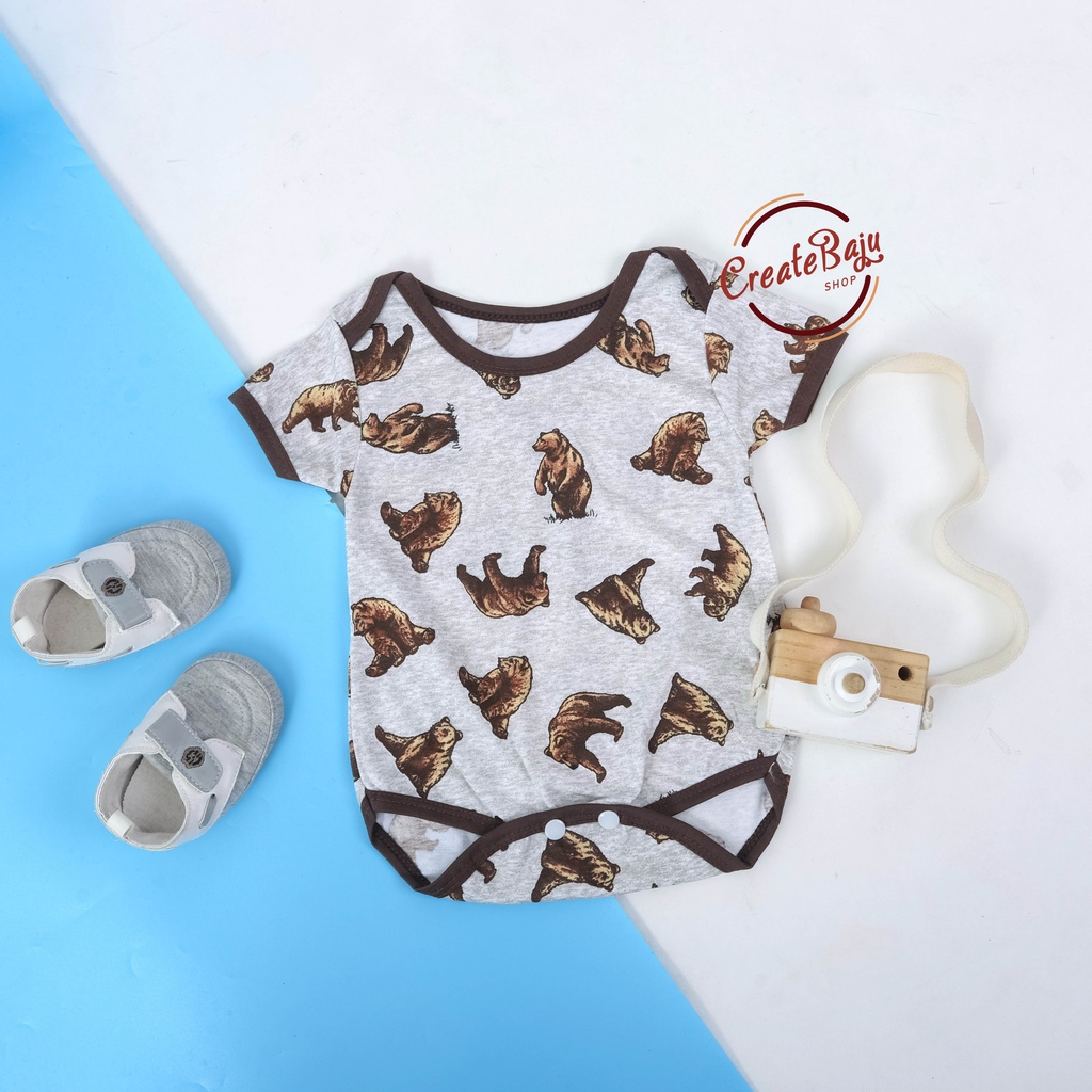 BAJU BAYI JUMPER BAYI 3-12 BULAN JUMPSUIT BAYI MOTIF PRINTING BERUANG FASHION TERMURAH