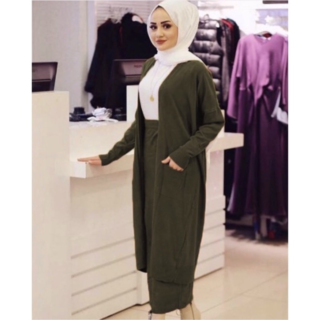 CARDI SET RAJUT TURKI / KNIT SET / PREMIUM / TERMURAH dapat ( Cardigan + Rok )