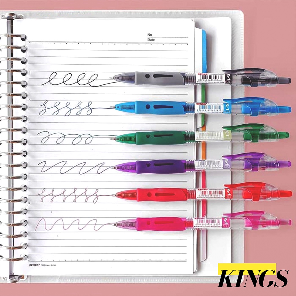 

RK 12 PCS Kenko Gel Pen / Pena / Bolpen / Pulpen Retractable K-1 0.5 mm