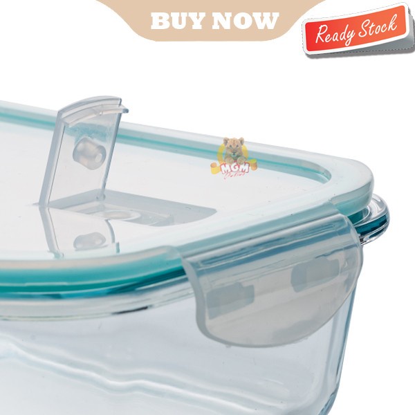 Borosilicate Glass Lock container 1040ml Sekat 2 Tempat makan ompreng