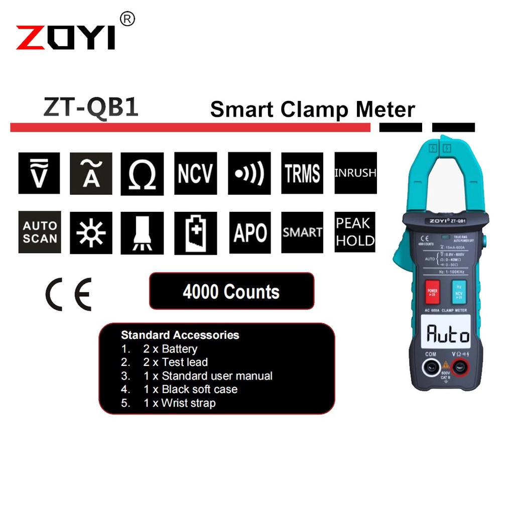 Zoyi ZT QB1 Smart Clamp Meter Tang Ampere Mini DIode NCV Digital Original