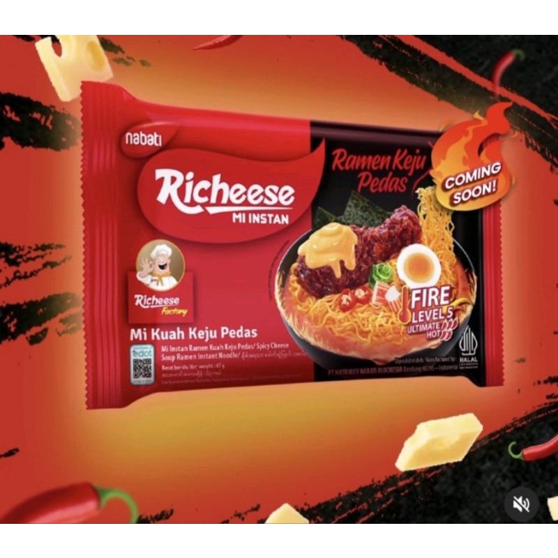 

Mie Richeese Mie Ramen Kuah keju Richeese level 5