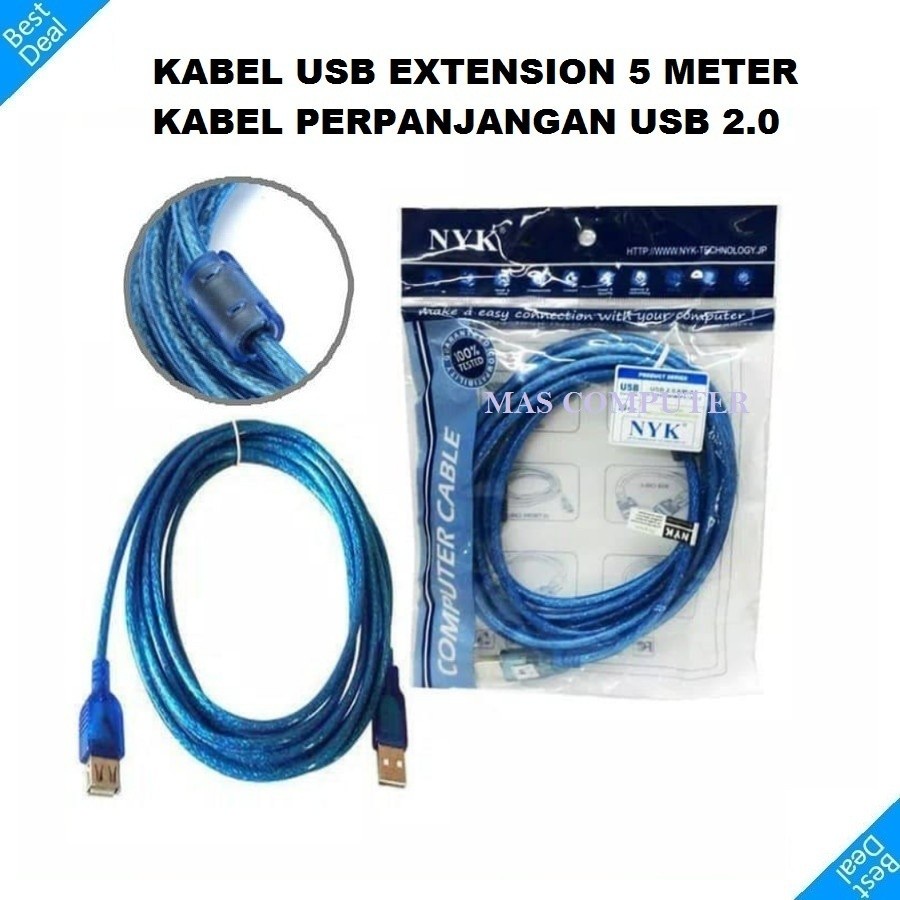 Kabel Perpanjangan USB Extention 2.0 Merek NYK 5m