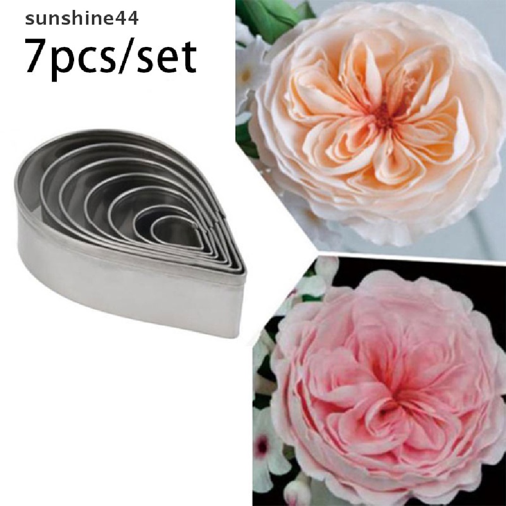 Sunshine 7PCS Cetakan Kue Mousse Bentuk Bunga / Hati Bahan Stainless Steel