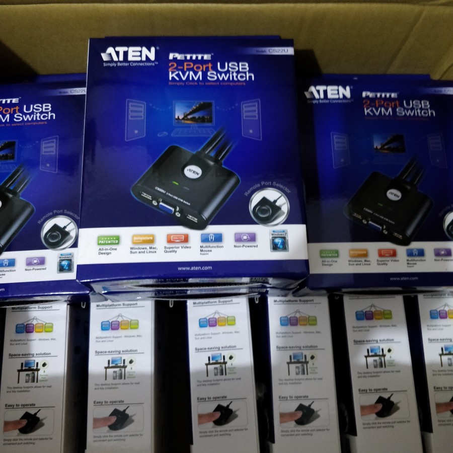 ATEN CS22U 2-Port USB VGA Cable KVM Switch with Remote Port selector | Kabel USB VGA