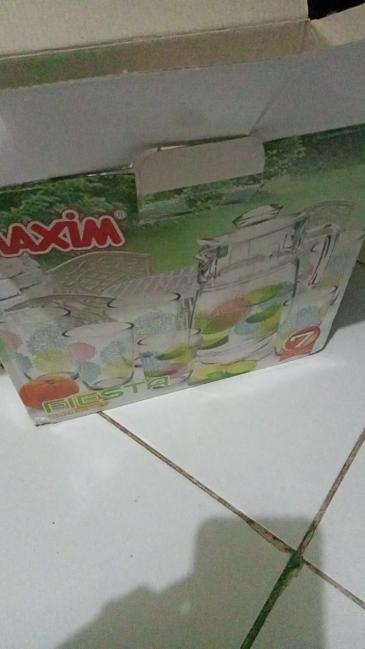 Maxim Drink Set Fiesta 7pcs Set Teko & Gelas Kaca (1pc Jug 1.6ml + 6pcs Tumbler 250ml)