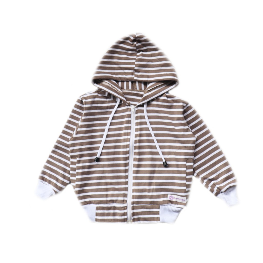 Baby Stripped Zipper Hoodie || Jaket Strip Bayi-Tan