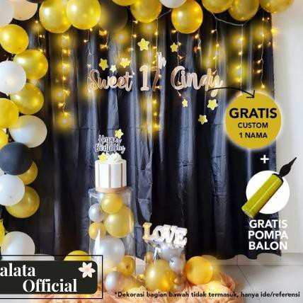 ♣ Paket Dekor Dekorasi Backdrop Sweet Seventeen 17 Tahun Birthday Ulang Tahun Paket Lengkap Photoboo
