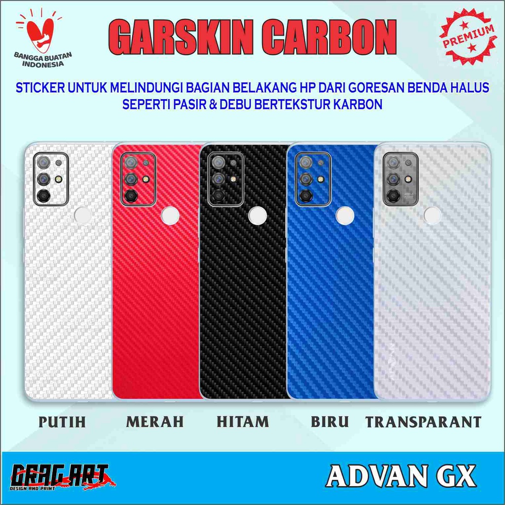 Garskin Carbon Skin Carbon HP Advan GX Bisa Custom Gambar Sendiri