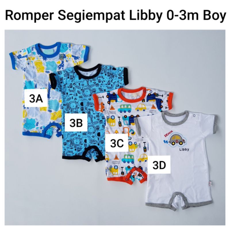 SATUAN PILIH MOTIF Romper Libby Baju Kodok Bayi Jumper Pendek Segiempat 3 6 9 Bulan