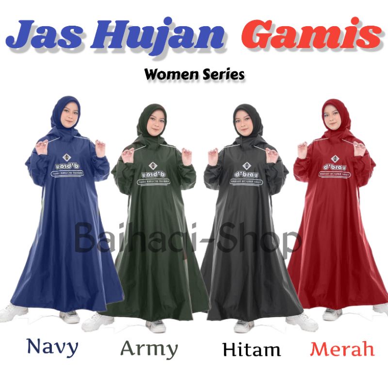 Jas Hujan Gamis Premium / Jas Hujan Wanita Muslimah / Jas Hujan Mantol Hujan Wanita