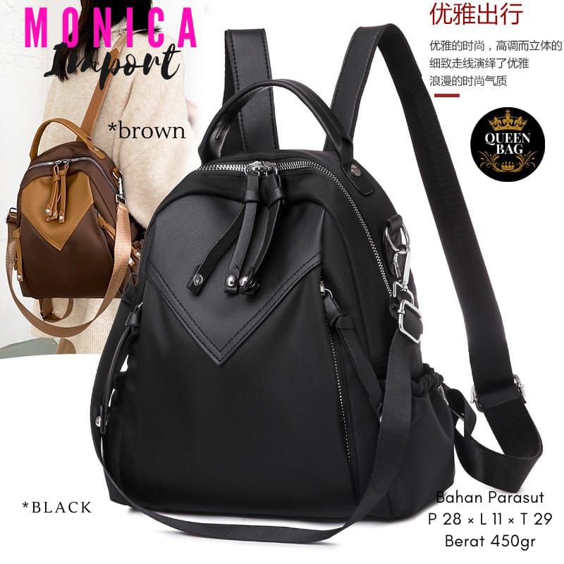 Monica By Queen Bag | Original | Tas Ransel Wanita Terbaru Kekinian | Tas Ransel Import | Tas Ransel