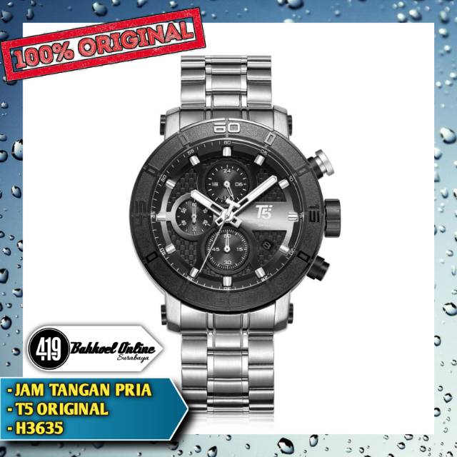 Jam tangan Pria ORIGINAL T5 H3635 Silver Hitam