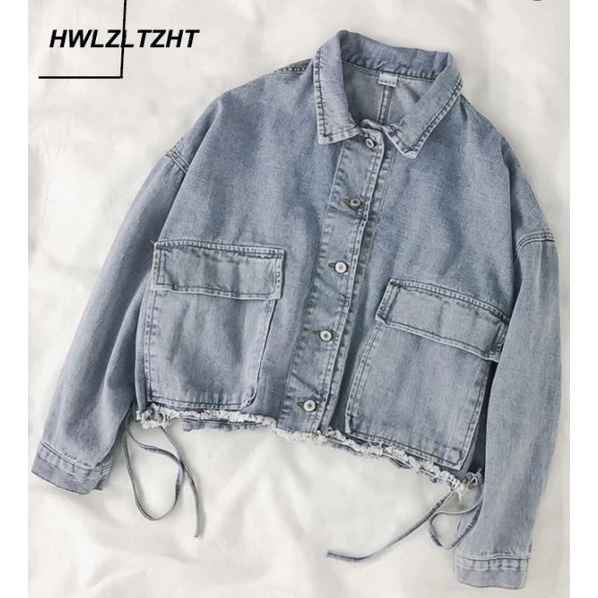 Jaket Jeans Crop Carissa I Jaket Pocket Sandwash