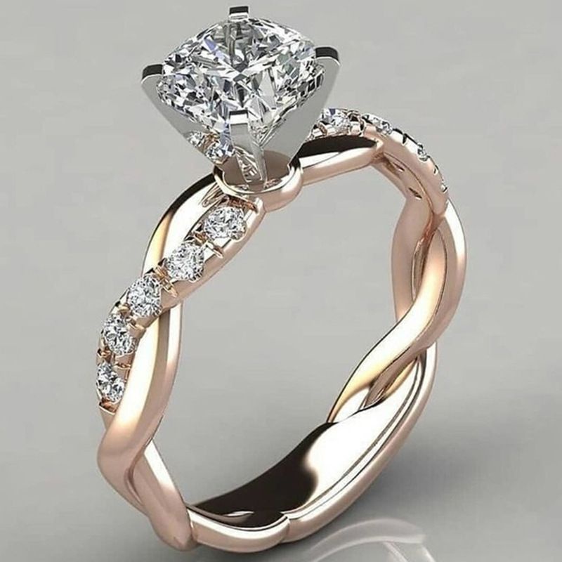 CU06 Cincin Berlian Kristal 3 Warna Silver Emas Rose Gold Bahan Titanium Steel Untuk Wanita Rings