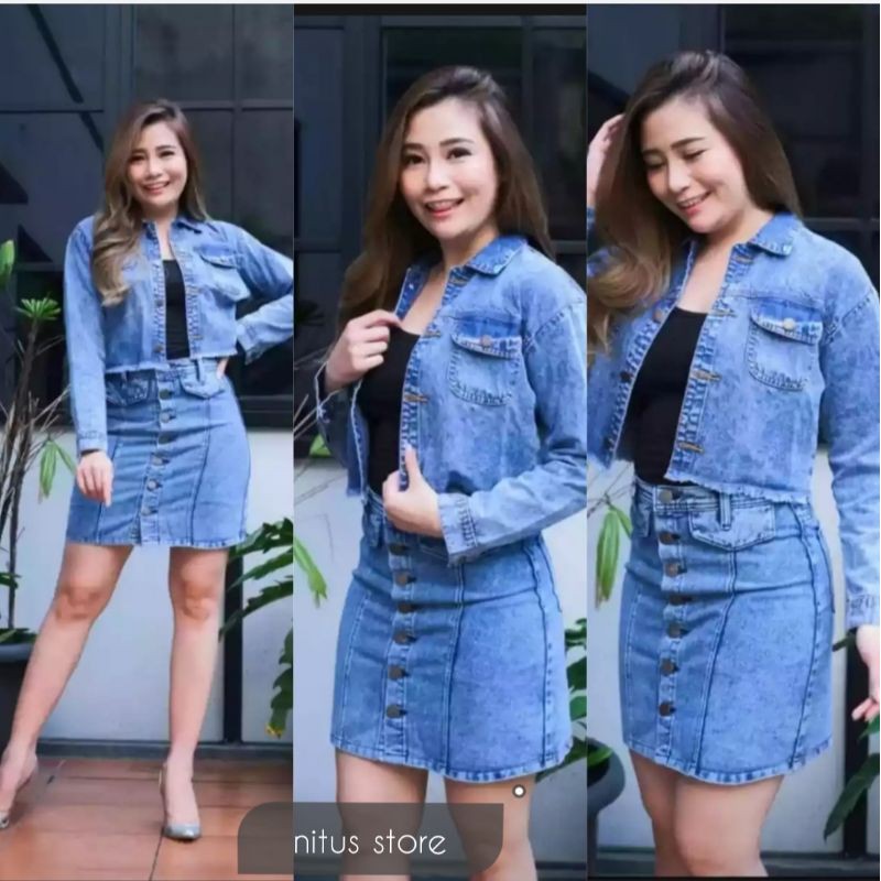 JAKET JEANS  WANITA JAKET CROPTOP  DENIM JACKET CEWEK KEKINIAN