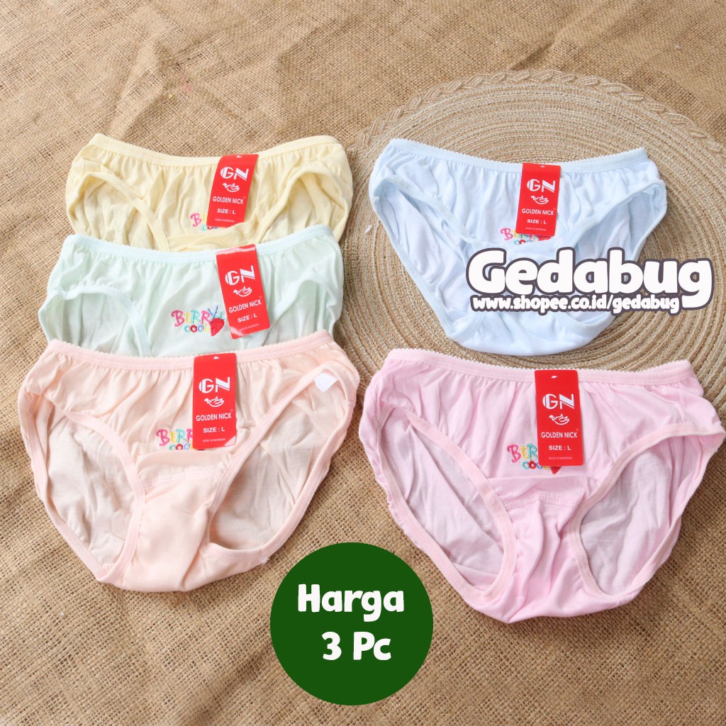 [ 3 Pcs ] Celana dalam anak Golden Nick 1189 Warna Muda | Cd anak perempuan Bahan katun lembut | Gedabug