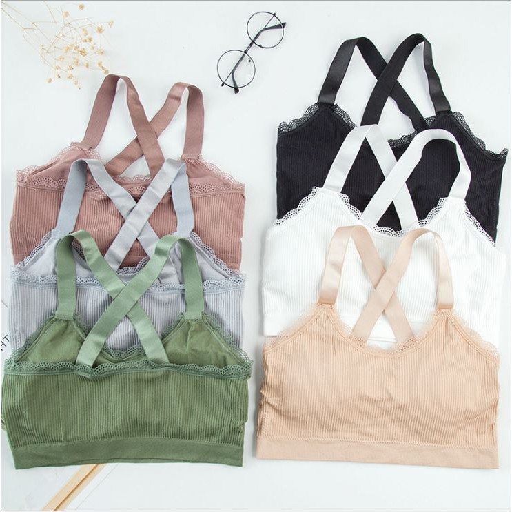 Gobra ♕ PW055 Bra Pakaian Wanita Sexy Push Up Olahraga Yoga Gym Bahan Katun Murah Import COD