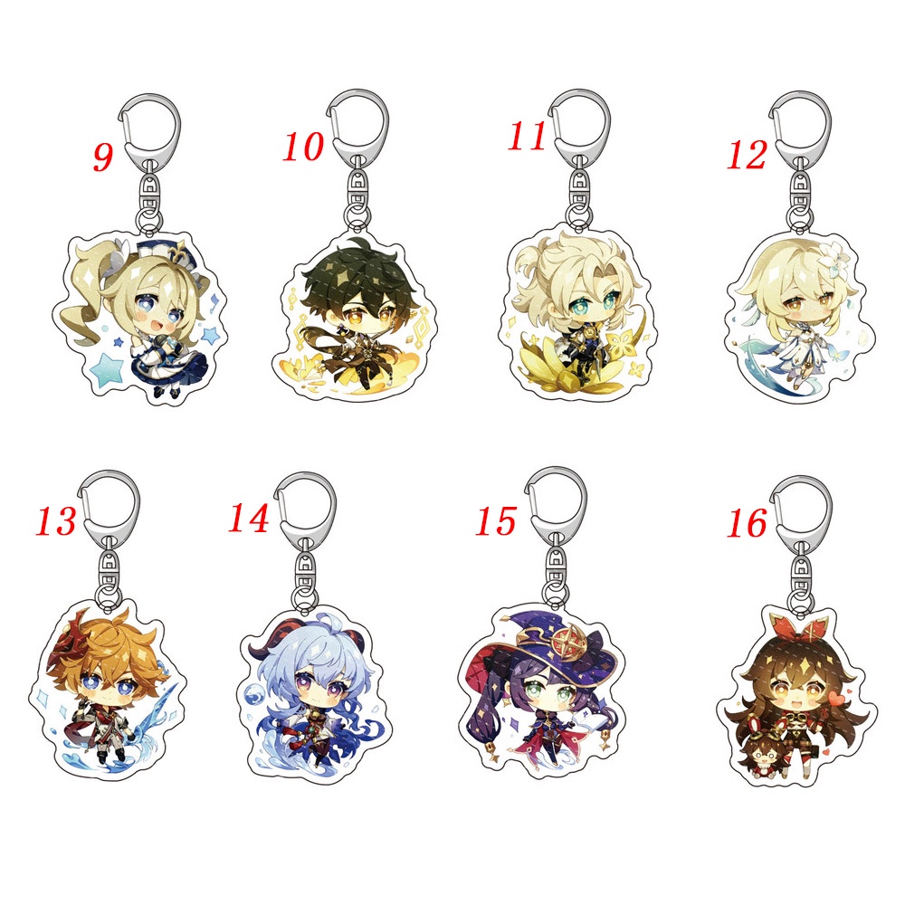 Needway  Car Keyring Genshin Impact Acrylic Keychain Anime Pendant Bag Pendant Cartoon Figure Keyring Delicacy Fans Gifts Double Sided Transparent Bag Decoration Cosplay Key Ring