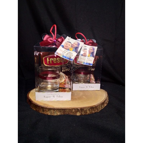 Souvenir Wedding/Nikah/Nikahan Gelas Sloki + Kopi Murah