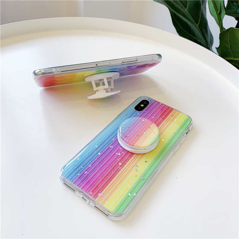 Case Samsung A30s A50 A50s A51 Starry Diamond Rainbow Glitter Pop Socket SoftCase Casing
