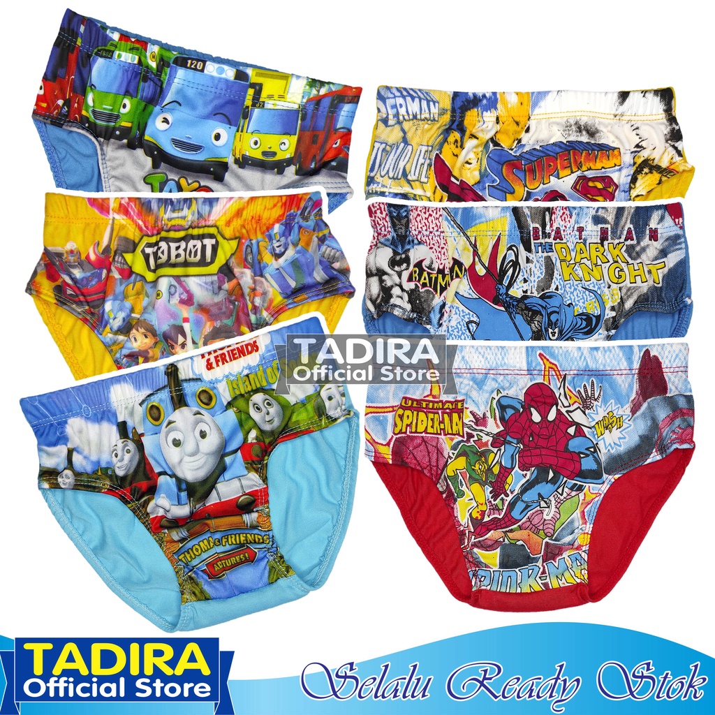 3 Pcs Celana Dalam Anak Laki Laki Usia 1-9 Tahun Motif Karakter Kartun Multiwarna TADIRA Store