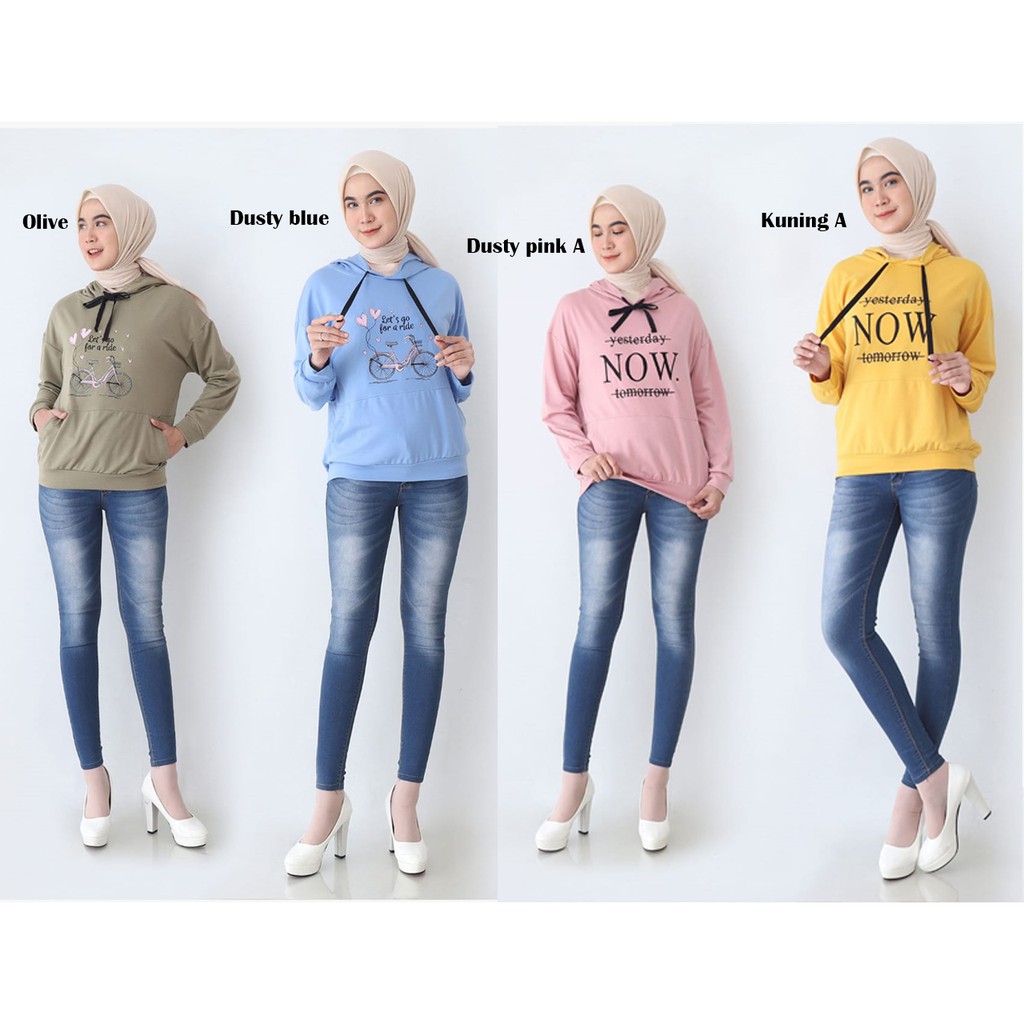 Atasan sweater kaos tangan panjang wanita - variasi bordir