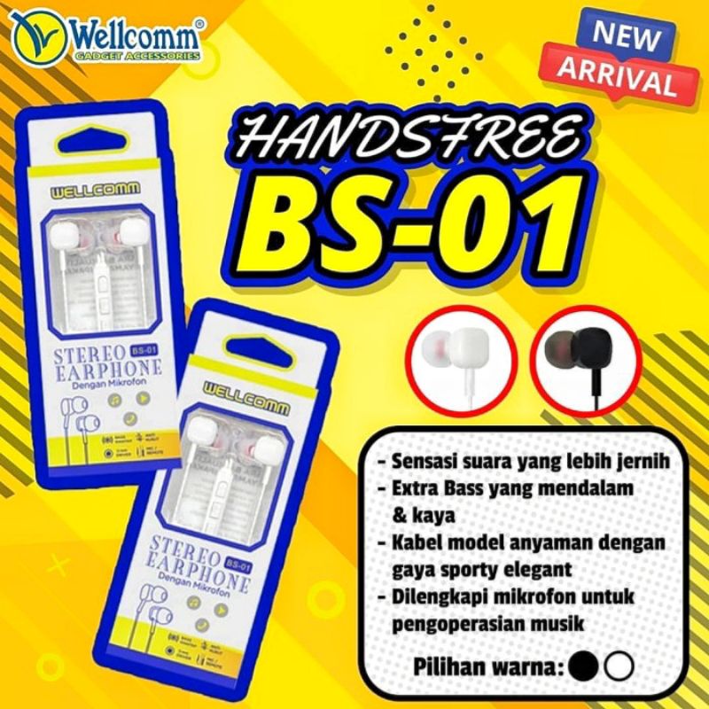 STEREO EARPHONE WELLCOMM BS01 WITH MICROPHONE