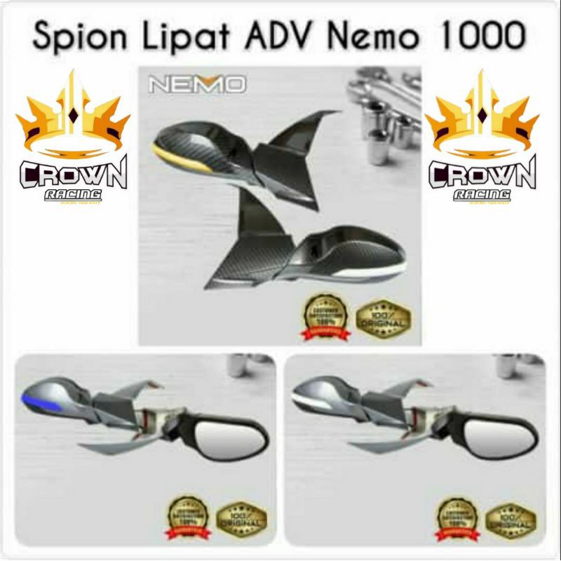 Spion Lipat Nemo LED ADV 150 Merah Putih Abu Abu Carbon
