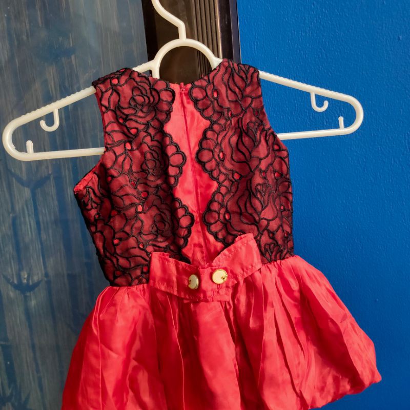 Dress Anak Merah Premium umur 1-3 tahun