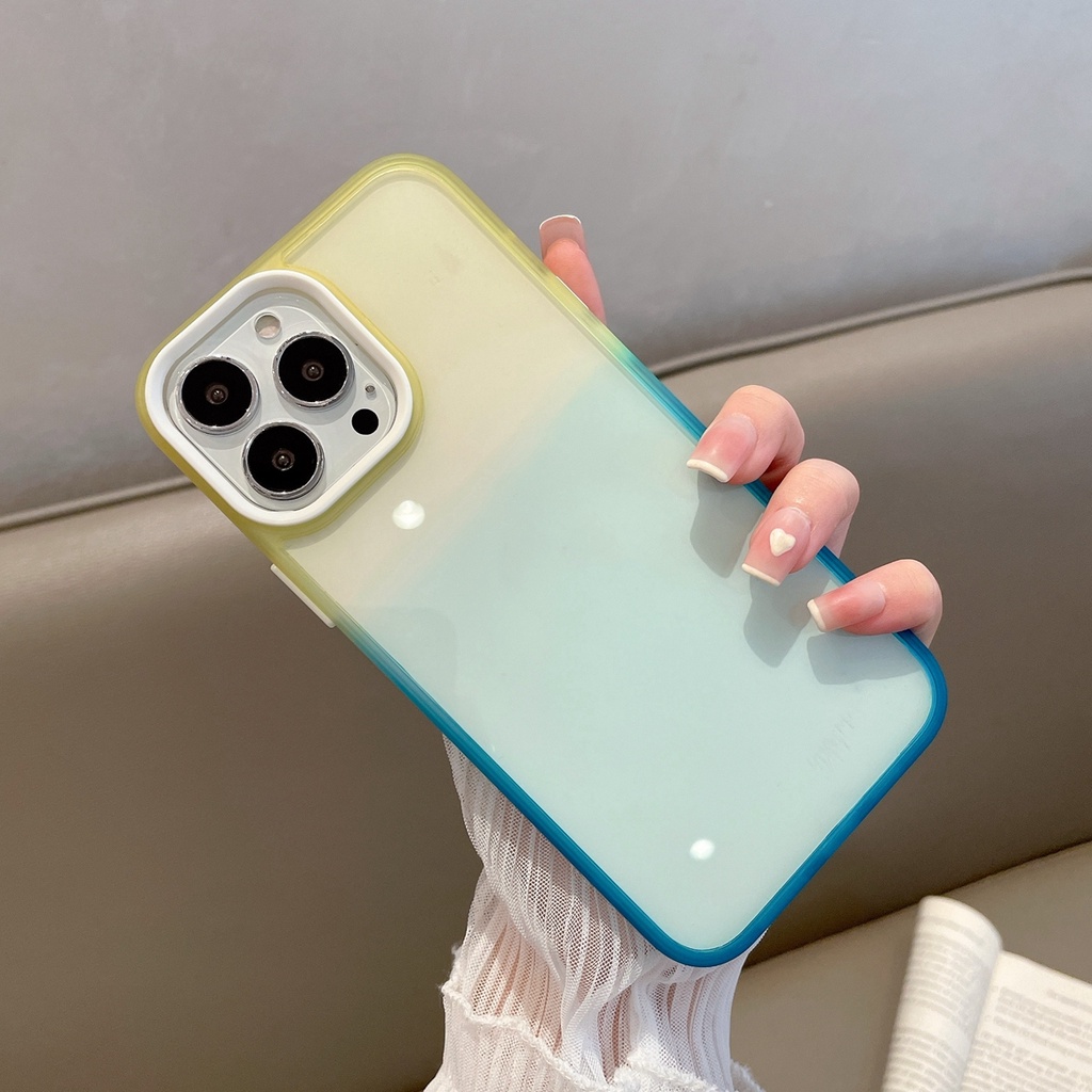 Hard case Transparan Warna Gradasi Pelangi Untuk iPhone 13 Pro Max 12 11 Pro Max