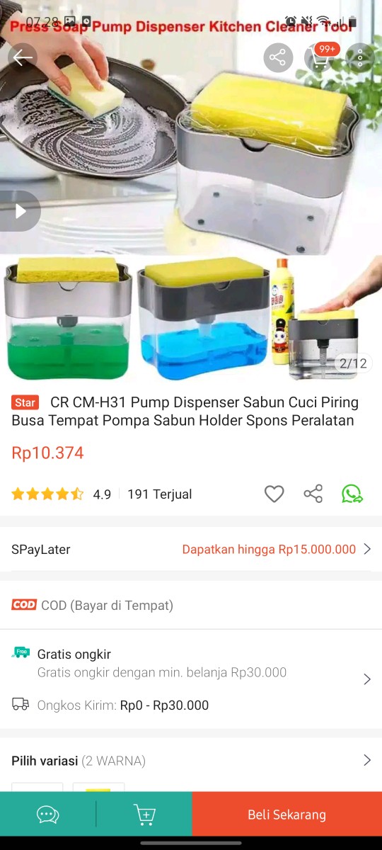 Cr Cm-h31 Pump Dispenser Sabun Cuci Piring Busa Tempat Pompa Sabun Holder Spons Peralatan Dapur