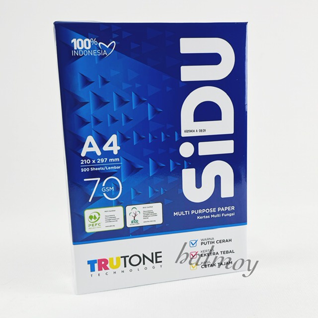 

KERTAS HVS / FOTOKOPI / PRINT SINAR DUNIA 70 GSM A4 ( 21.5 X 29.7 CM )