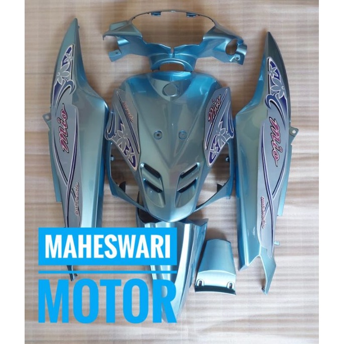 Cover body halus Yamaha Mio Sporty Biru Telur Asin plus Striping.